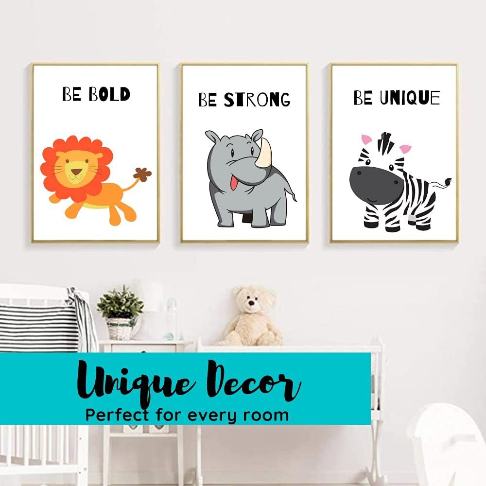 Ekdali Kids Inspirational Quotes For Bedroom | Nursery| Kids Room| Set Of 6 Posters With Cute Animals And Motivational Messages | A5 Size