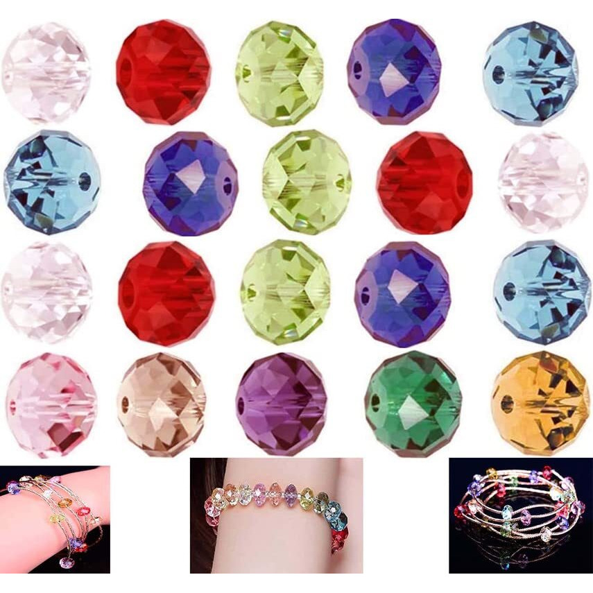 Diy Crafts 25 Pcs, Glass Light Color, 4-10Mm Wholesale Briolette Crystal Glass Beads For Jewelry Making Faceted 5040 Briollete Rondelle Sh(25 Pcs, Glass Light Color)