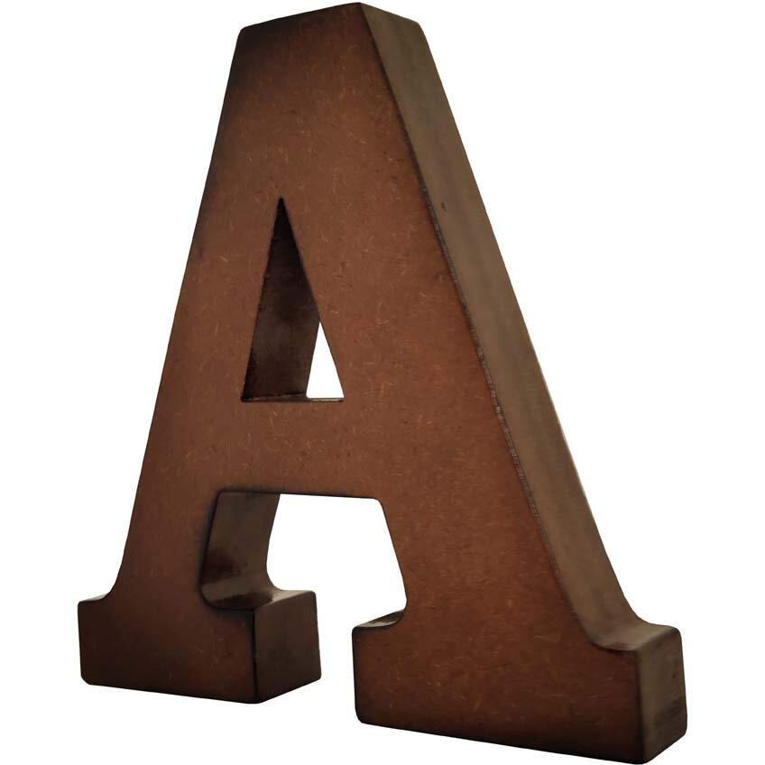 Smartcarewood Wooden A Letter- English Upper Case Alphabets Cutouts For Art And Craft Work (A_Brown_15X2.5 Cm)