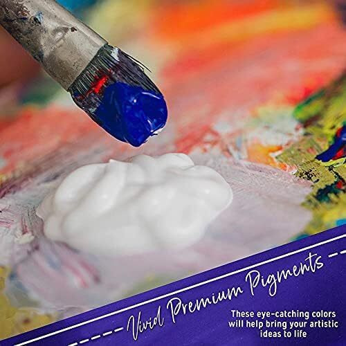 Crafts 4 All Acrylic Paint Set For Kids And Adults - 12 Pack Of 12 Ml Craft Paint Colors For Wood, Canvas, Fabric And Ceramics W/ 3 Different Sized Brushes - Art Supplies, Multi