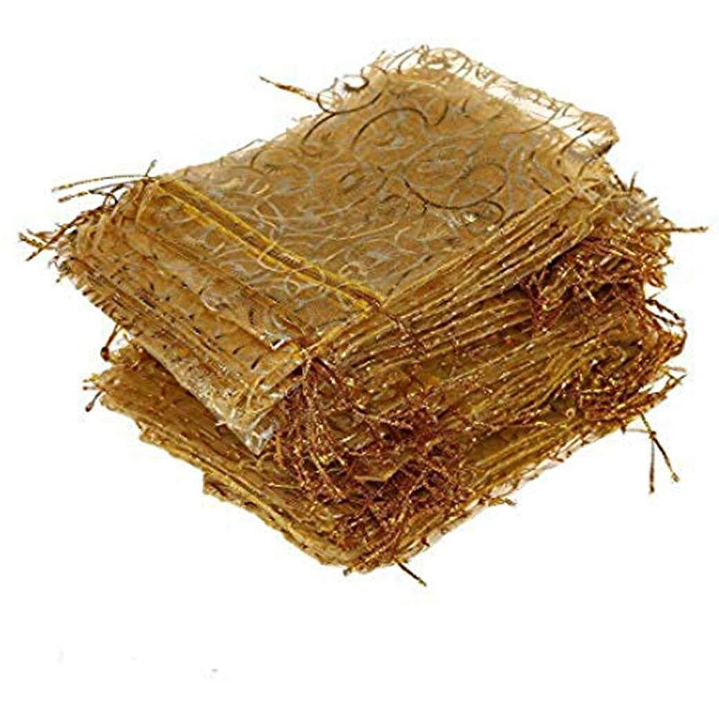 Diy Crafts Design  No 2, Pack Of 100 Pcs, Sheer Organze Bags With Satin F(Design  No 2, Pack Of 100 Pcs)