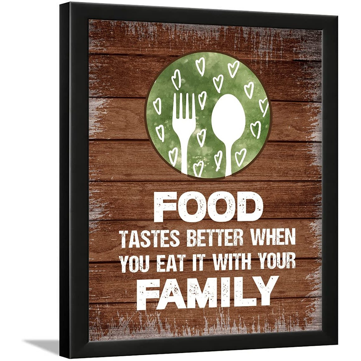 Chaka Chaundh - Dining Hall Quotes Wall Frame - Family Eats Together Quotes For Home - Food Quotes Frame For Home - (13.6 X 10.6 Inches, Food Taste Better - Vintage, Brown), Acrylic