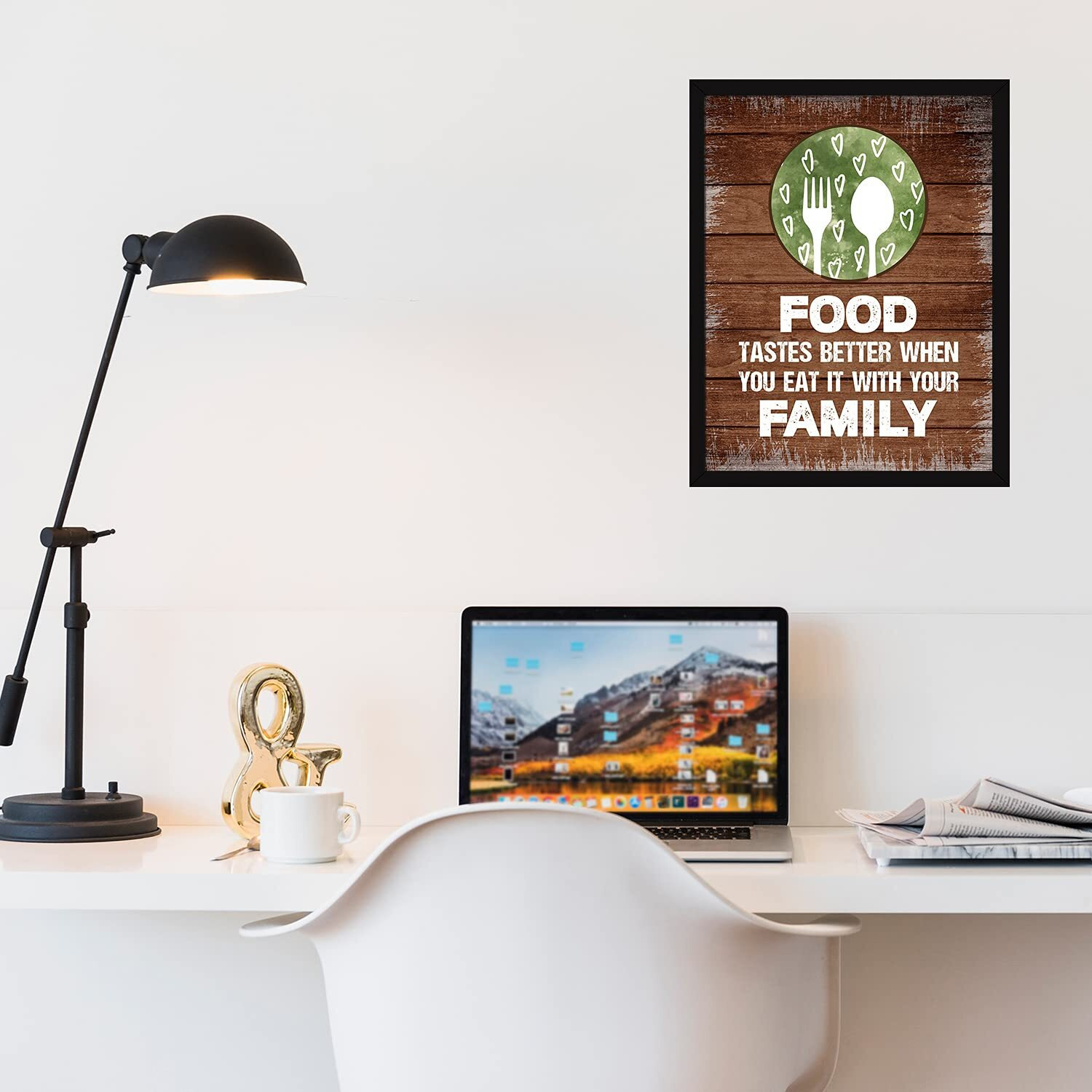 Chaka Chaundh - Dining Hall Quotes Wall Frame - Family Eats Together Quotes For Home - Food Quotes Frame For Home - (13.6 X 10.6 Inches, Food Taste Better - Vintage, Brown), Acrylic