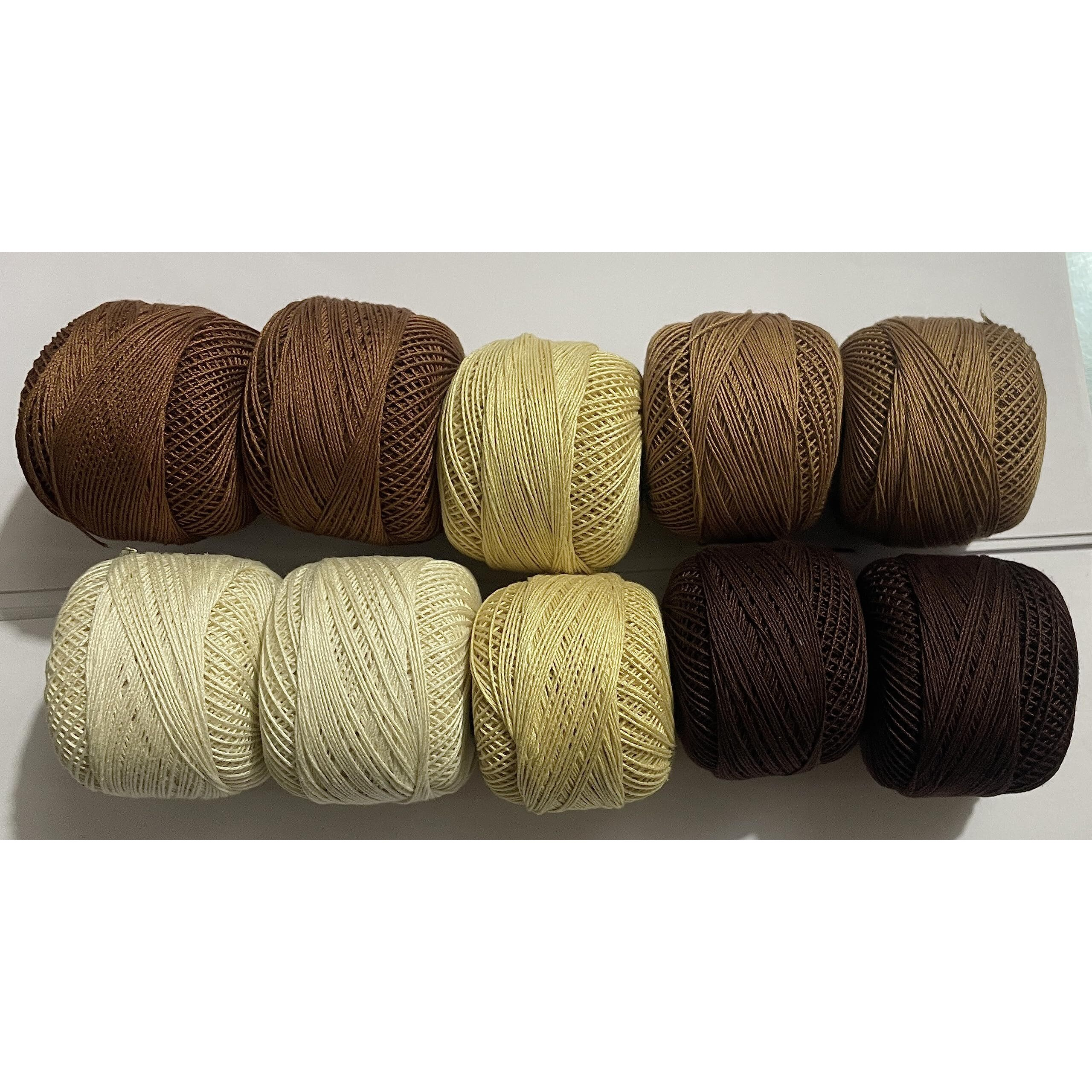 Omx Crochet Cotton Thread,10 Rolls, Registered Brand  Omx (Brown Shade 2 Pc Each, Size 20)