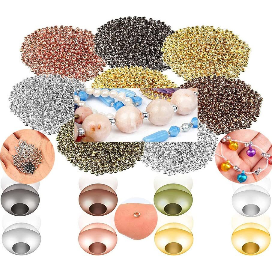 Diy Crafts 25 Grm, Antique Silvery, Metal Spacer Beads Metallic Plated Round Beads Tiny Smooth Crimp Beads Jewelry Bracelet Making Clamp End Stopper Spacer(25 Grm, Antique Silvery)