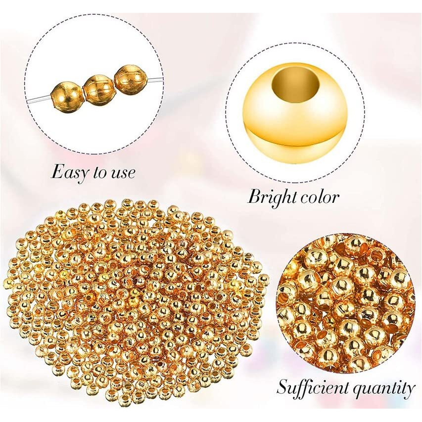 Diy Crafts 25 Grm, Antique Silvery, Metal Spacer Beads Metallic Plated Round Beads Tiny Smooth Crimp Beads Jewelry Bracelet Making Clamp End Stopper Spacer(25 Grm, Antique Silvery)