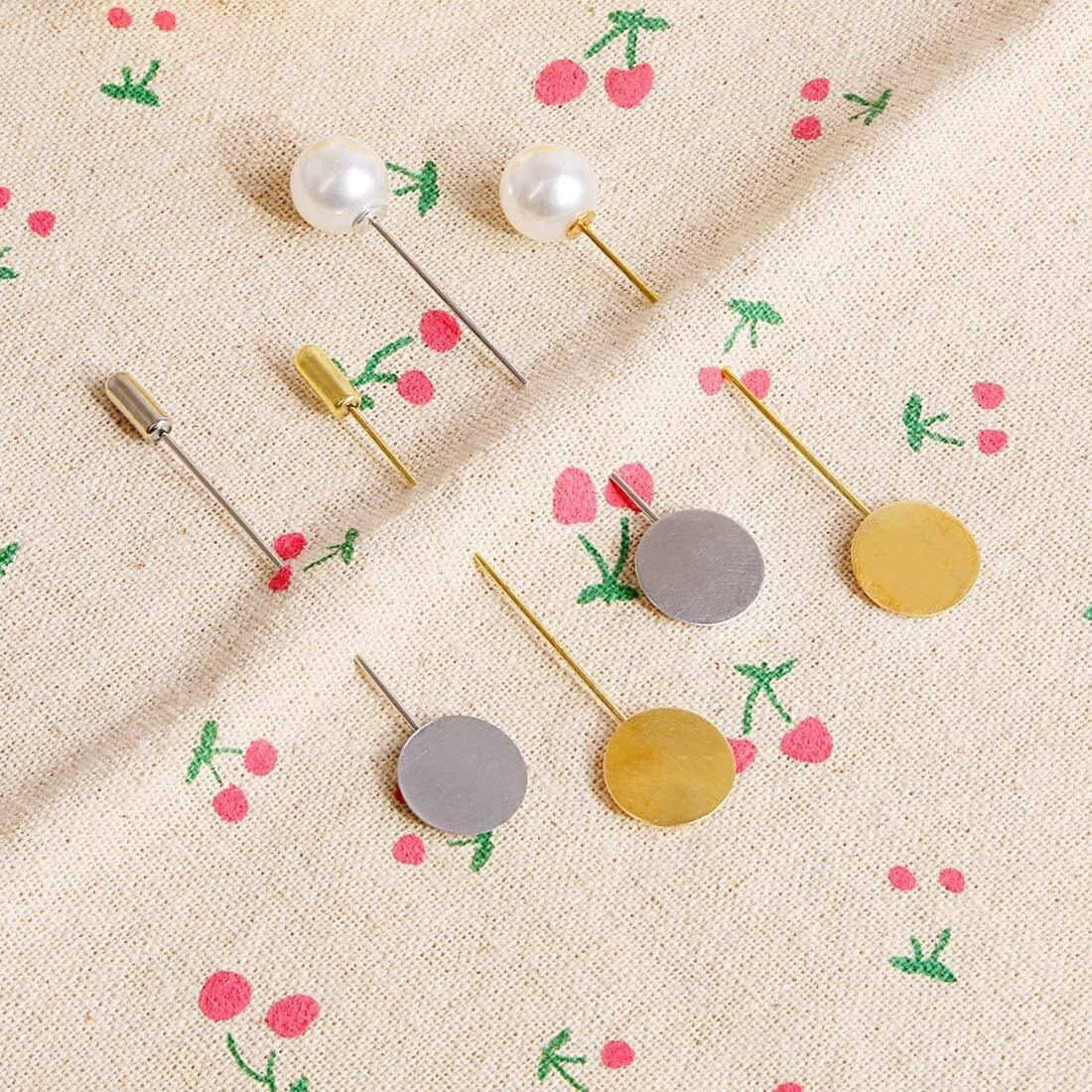 Diy Crafts Pearl Alloy Copper Long Brooch Pin For Diy Brooches Lapel Dress Jewelry Parts Accessories, Pack Oof 10 Piece, Combo & Sizes (Multicolor)