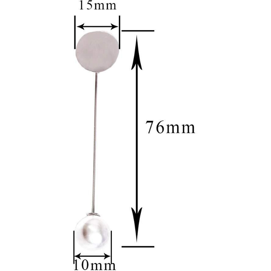 Diy Crafts Pearl Alloy Copper Long Brooch Pin For Diy Brooches Lapel Dress Jewelry Parts Accessories, Pack Oof 10 Piece, Combo & Sizes (Multicolor)
