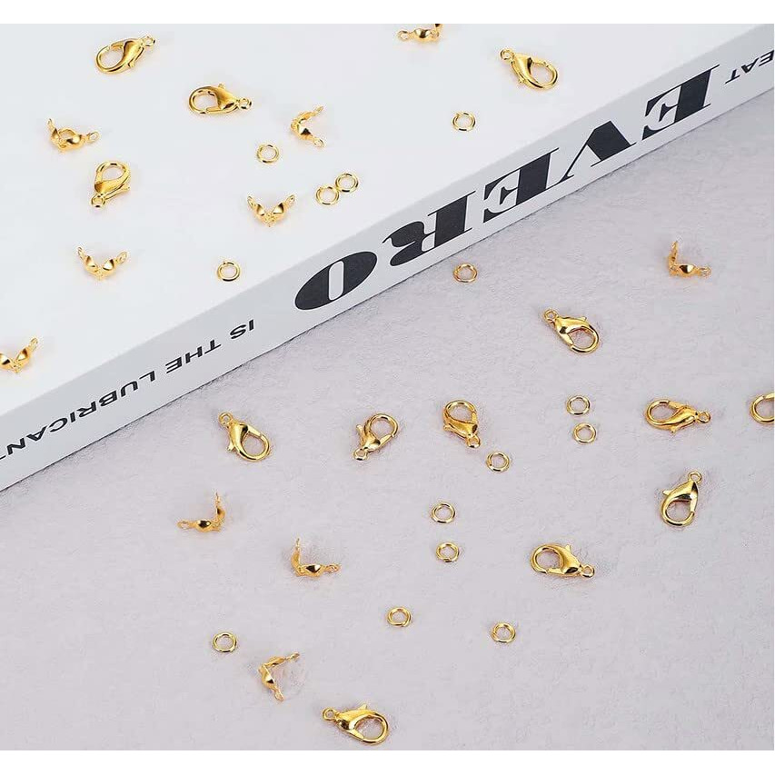 Diy Crafts 20X Lobster 40 Knot 40 Jump Ring, Gold, Jewelry Making Accessories Set Bead Tips Knot Covers Open Jump Ring Connectors Lobster Claw (20X Lobster 40 Knot 40 Jump Ring, Gold)