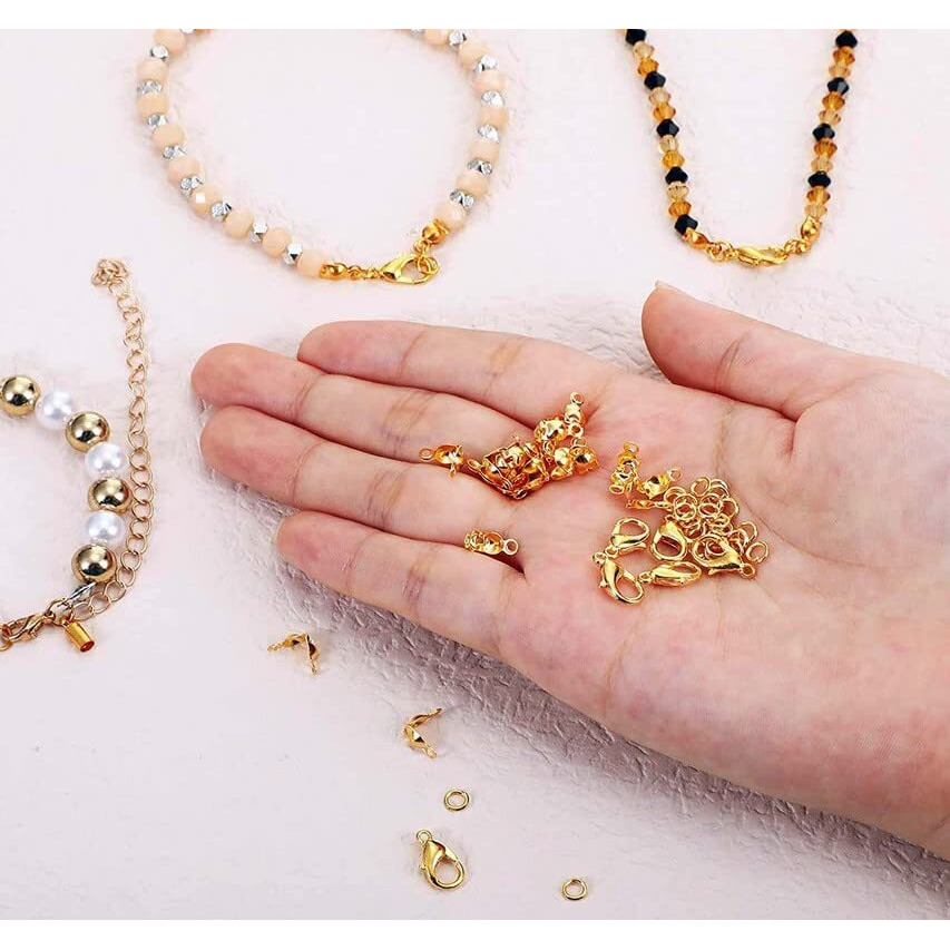 Diy Crafts 20X Lobster 40 Knot 40 Jump Ring, Gold, Jewelry Making Accessories Set Bead Tips Knot Covers Open Jump Ring Connectors Lobster Claw (20X Lobster 40 Knot 40 Jump Ring, Gold)