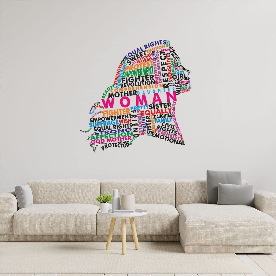 Cvanu Woman Empowerment Typography Vinyl Wall Sticker For Wall Decoration Size(34Inch X 36Inch)_Multicolor_Cv26