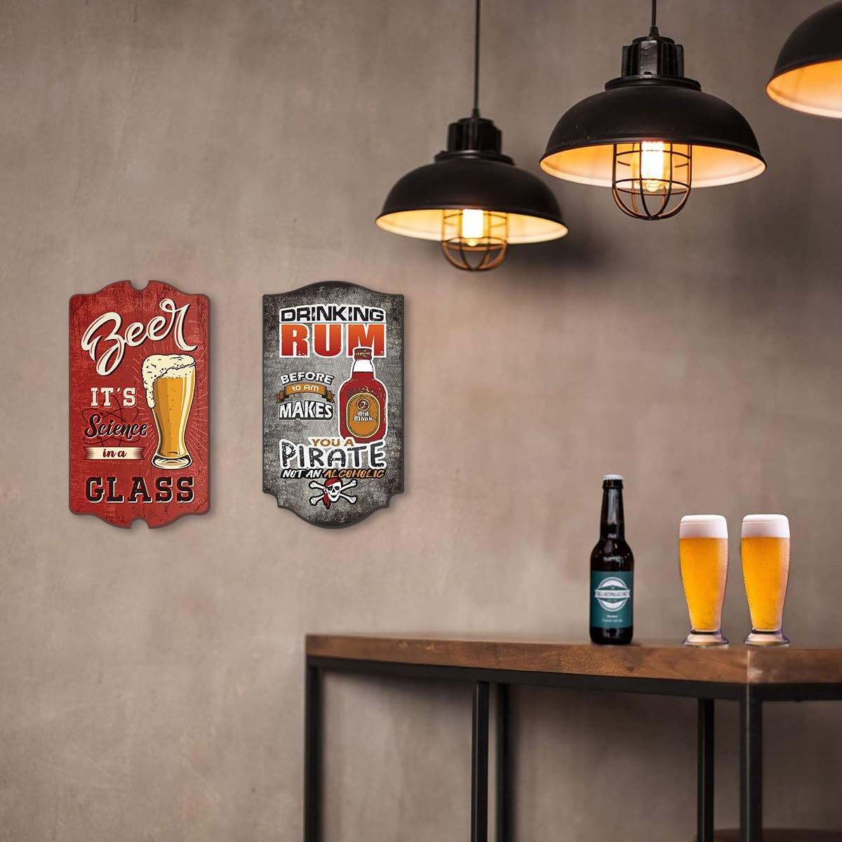 Chaka Chaundh - Alcohol Quotes Frames - Bar Quotes With Frames - Beer Quotes Wall Frames - Bar Quotes For Poster Decor - (13.5 X 10.5 Inches) (Rustic Wood Sign - Whiskey - Rum - Beer)