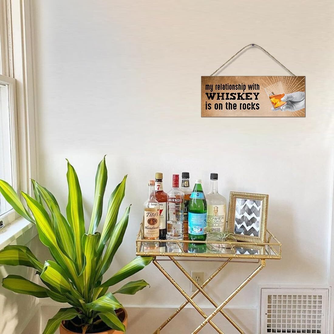 Chaka Chaundh - Alcohol Quotes Frames - Bar Quotes With Frames - Beer Quotes Wall Frames - Bar Quotes For Poster Decor - (13.5 X 10.5 Inches) (Rustic Wood Sign - Whiskey - Rum - Beer)
