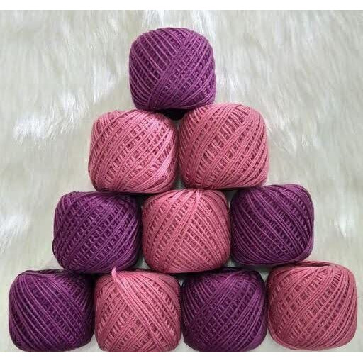 Foliam Crochet Thread Set Of 10 Ball Crochet Cotton Thread Yarn For Knitting And Craft Making (Dark Pink +Purple)