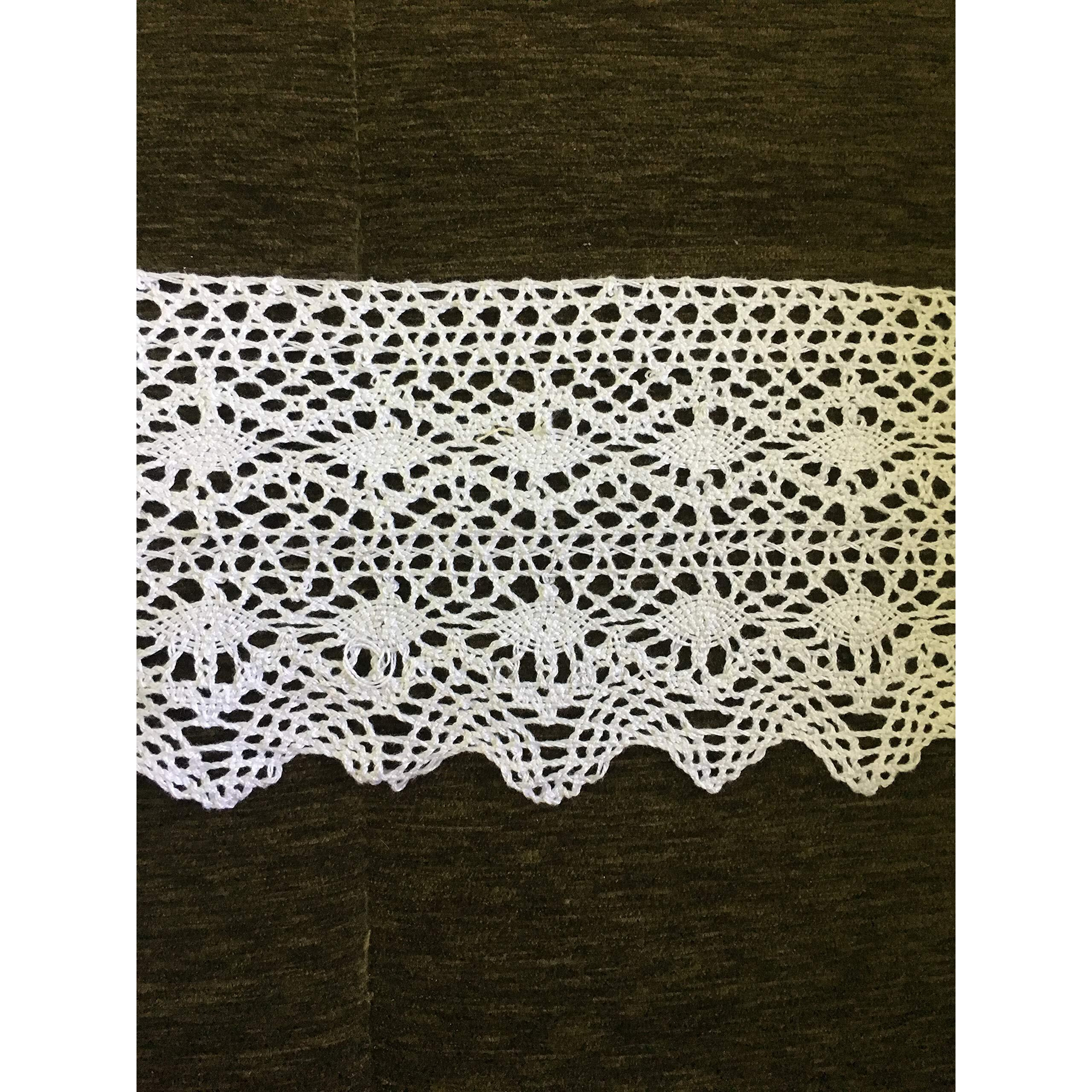 Dasync Very Broad White Crochet,Croshia Crosia Lace&Border Material For Trims Latkan Hanging Jhallar Tassel,Embroidered Laces,Applique,Fabric Lace,Sewing Supplies,Cotton Work Lace 9 Meters