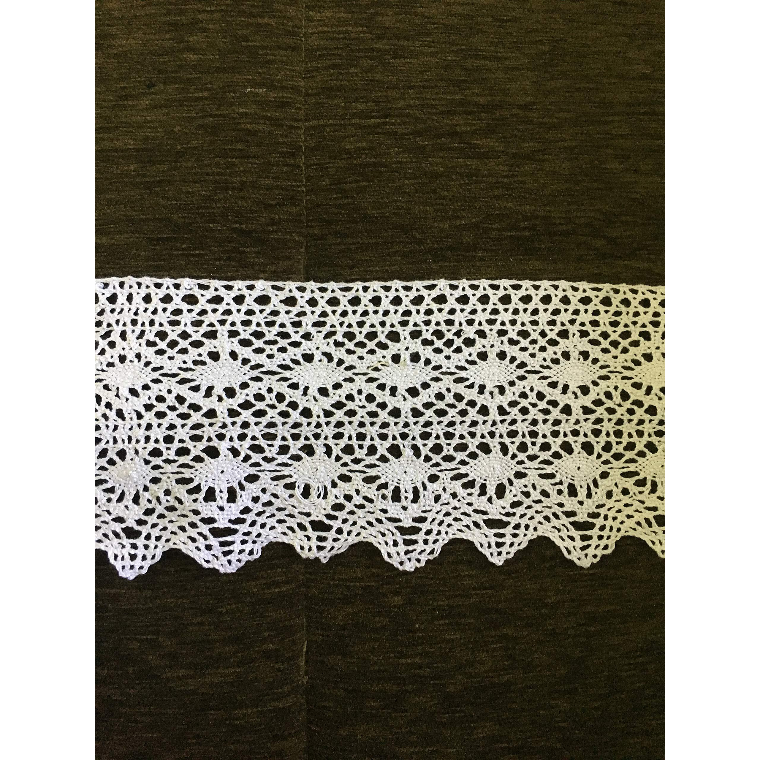 Dasync Very Broad White Crochet,Croshia Crosia Lace&Border Material For Trims Latkan Hanging Jhallar Tassel,Embroidered Laces,Applique,Fabric Lace,Sewing Supplies,Cotton Work Lace 9 Meters