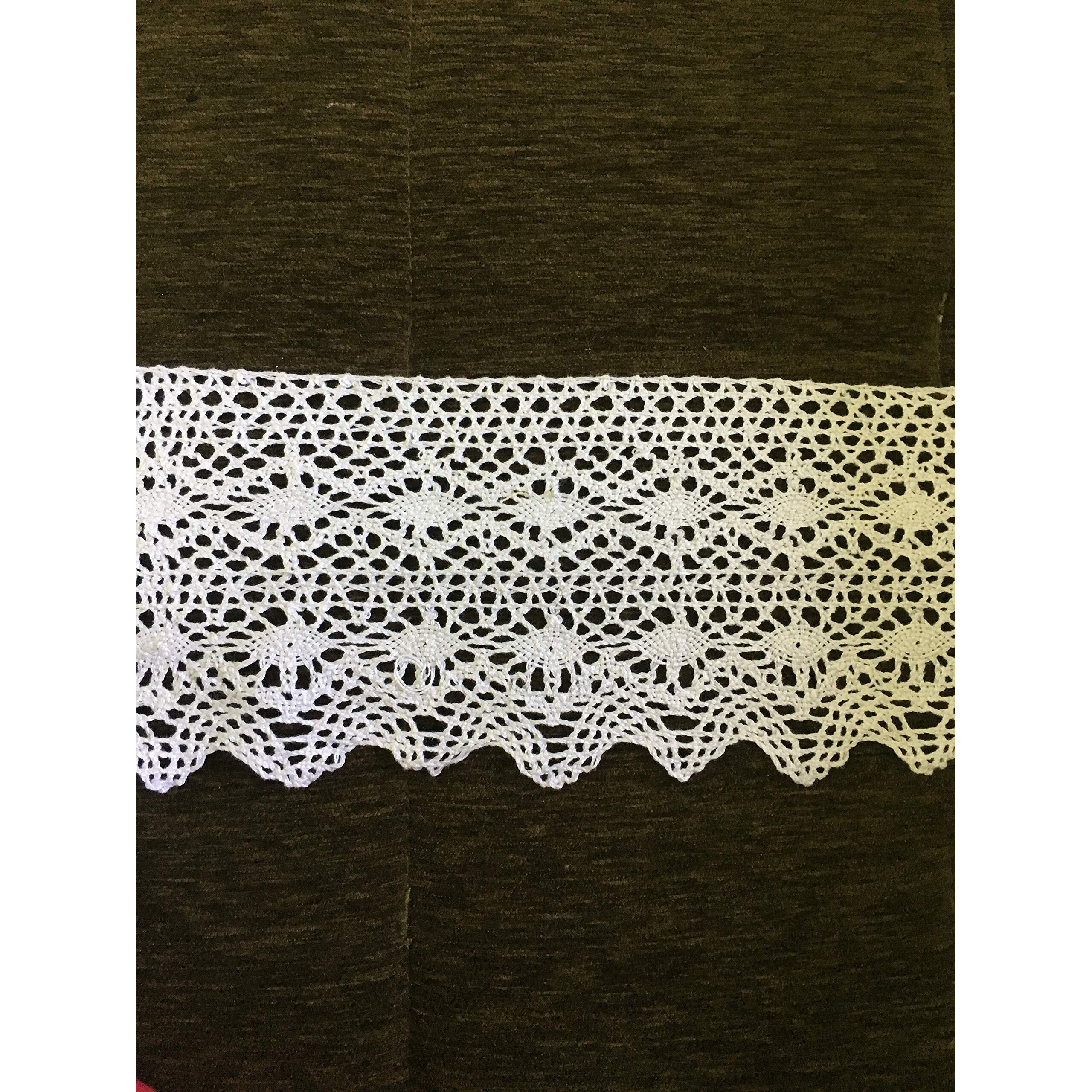 Dasync Very Broad White Crochet,Croshia Crosia Lace&Border Material For Trims Latkan Hanging Jhallar Tassel,Embroidered Laces,Applique,Fabric Lace,Sewing Supplies,Cotton Work Lace 9 Meters