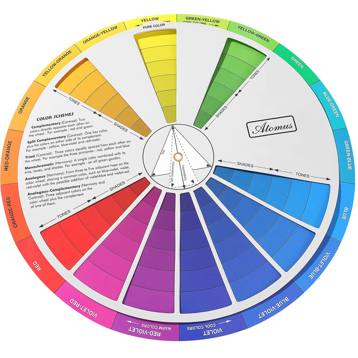 Exceart Color Mixing Guide Wheel 1Pack Watercolor Colour Guide Wheel Color Learning Card Pigment Wheel Art Class Teaching Tool For Makeup Blending Painting