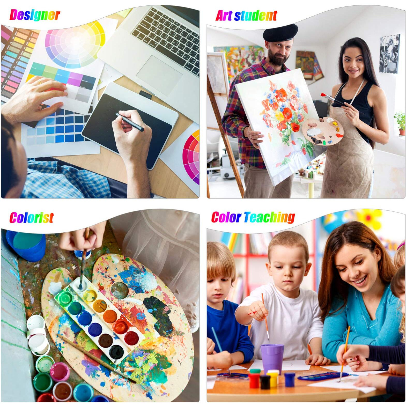 Exceart Color Mixing Guide Wheel 1Pack Watercolor Colour Guide Wheel Color Learning Card Pigment Wheel Art Class Teaching Tool For Makeup Blending Painting