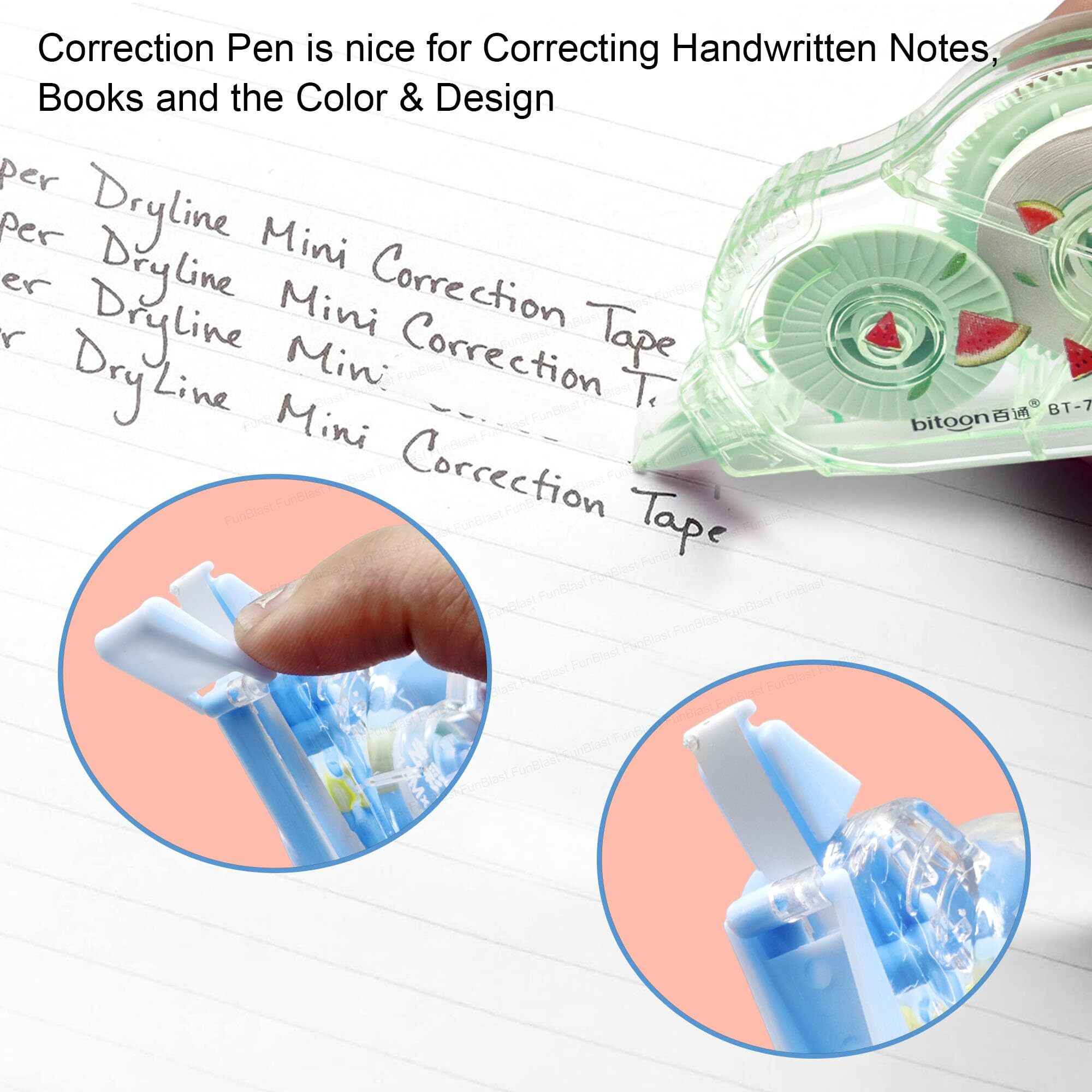 Funblast Correction Tape - Pack Of 3 Pcs Correction Tape 13 Meter X 5 Mm For Journal, Correction Pen, Whitener For Correction, Stationery Items For School & Office, Correction Pen Tape (Multicolor)