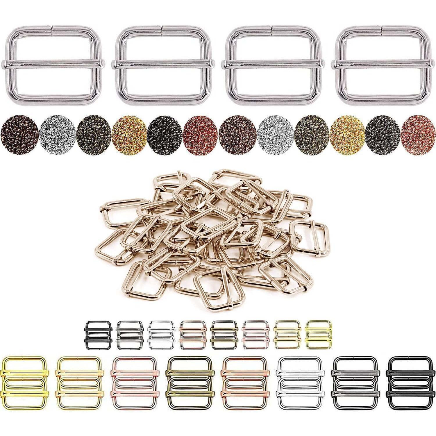 Diy Crafts 15 Pcs Slide Buckles, Nickal Silver, Slide Buckle Only Release Buckles Tri-Glide Slides, Nylon Webbing Straps, Plastic/Metal D Rings Snap Hooks Fo (15 Pcs Slide Buckles, Nickal Silver)
