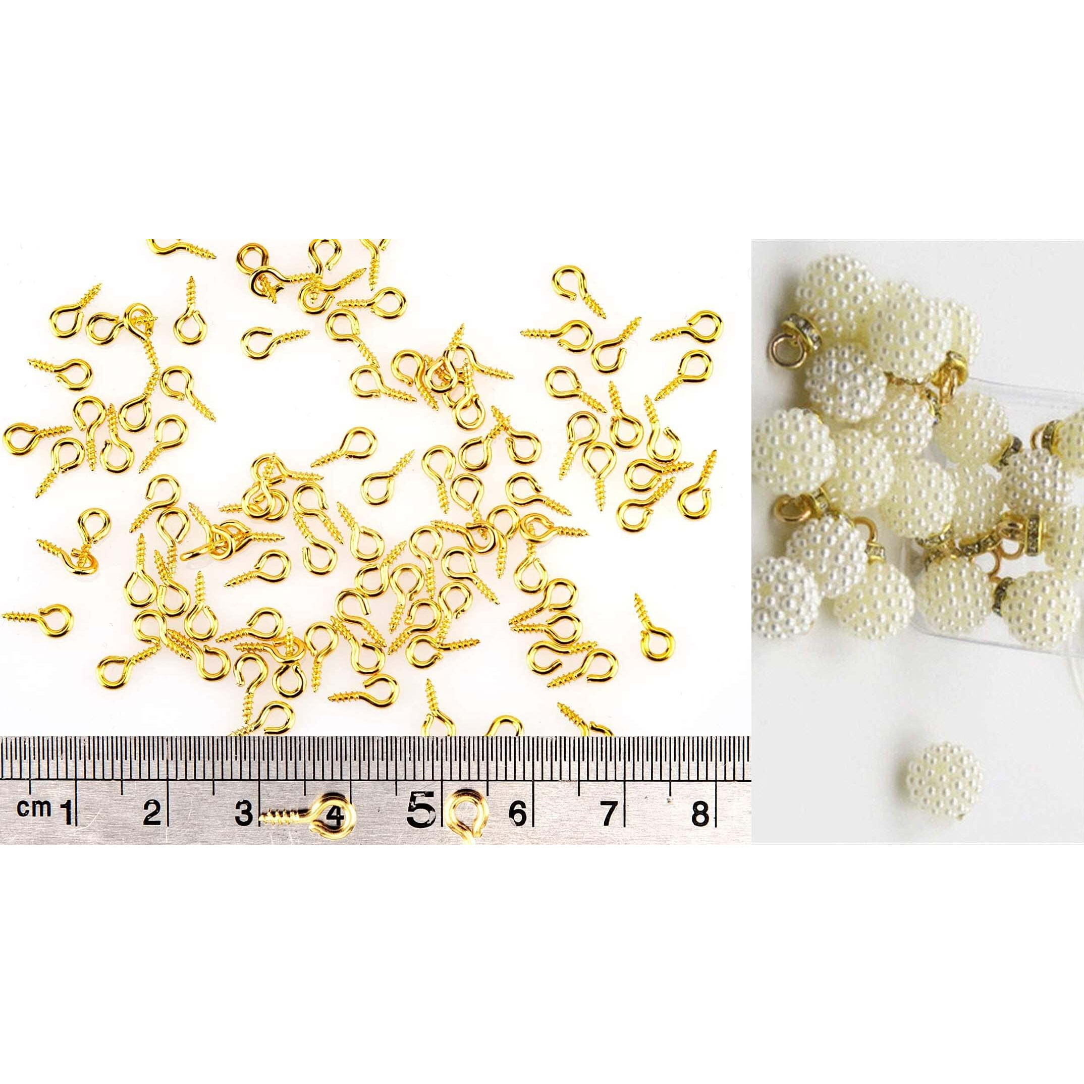 Diy Crafts Screw Eye Pins Hooks Eyelets Screw Threaded For Jewelry Making Findings Diy Crafts, Gold Color (Gold, 80)