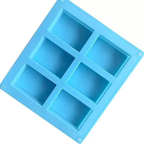 Ishwanku 6 Cavity Rectangle Silicone Molds For Soap Making, Loaf Muffin Baking Pans, Chocolate Cheese Cake Making Trays, Nonstick Sharp Edges Soap Making Silicone Mould, Multicolor
