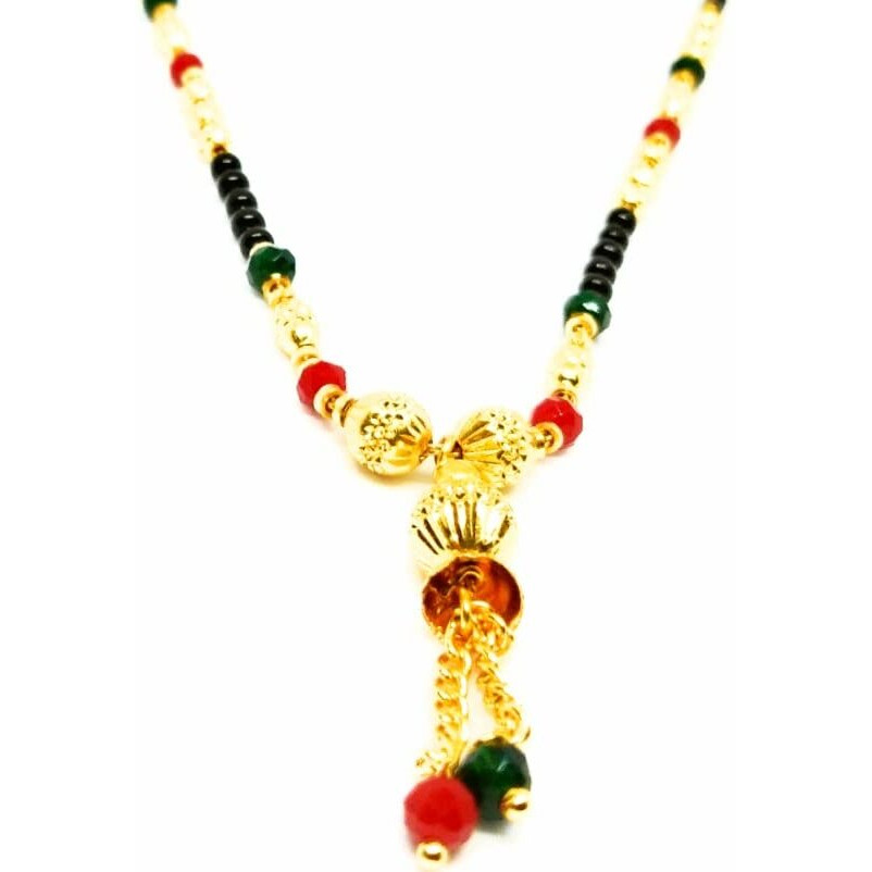 Gold Plated Mangalsutra18 Inch Crystal Chain Handmade Original Gemstones