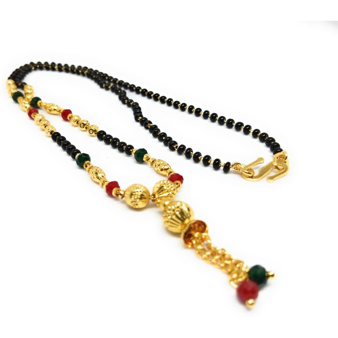 Gold Plated Mangalsutra18 Inch Crystal Chain Handmade Original Gemstones