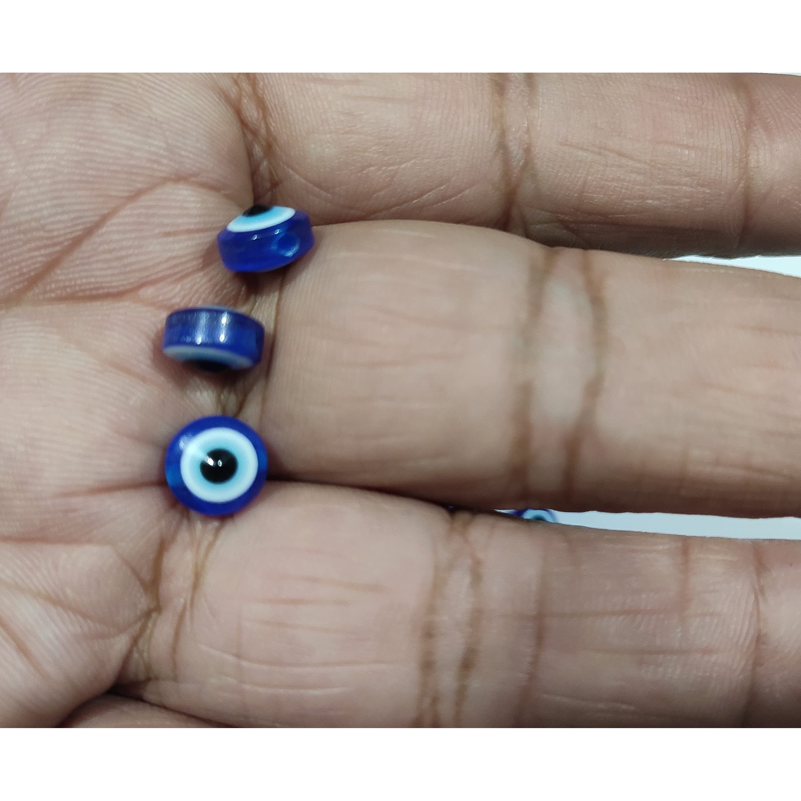 8 Mm, 100 Pc, Evil Eye Beads Evil Eye Handmade Resin Beads Charms Round Evil Eye Spacer Beads Turkish Handmade Beads For Diy Jewelry Bracelet Earring Necklace Craft Making, 8Mm X 5.5 Mm