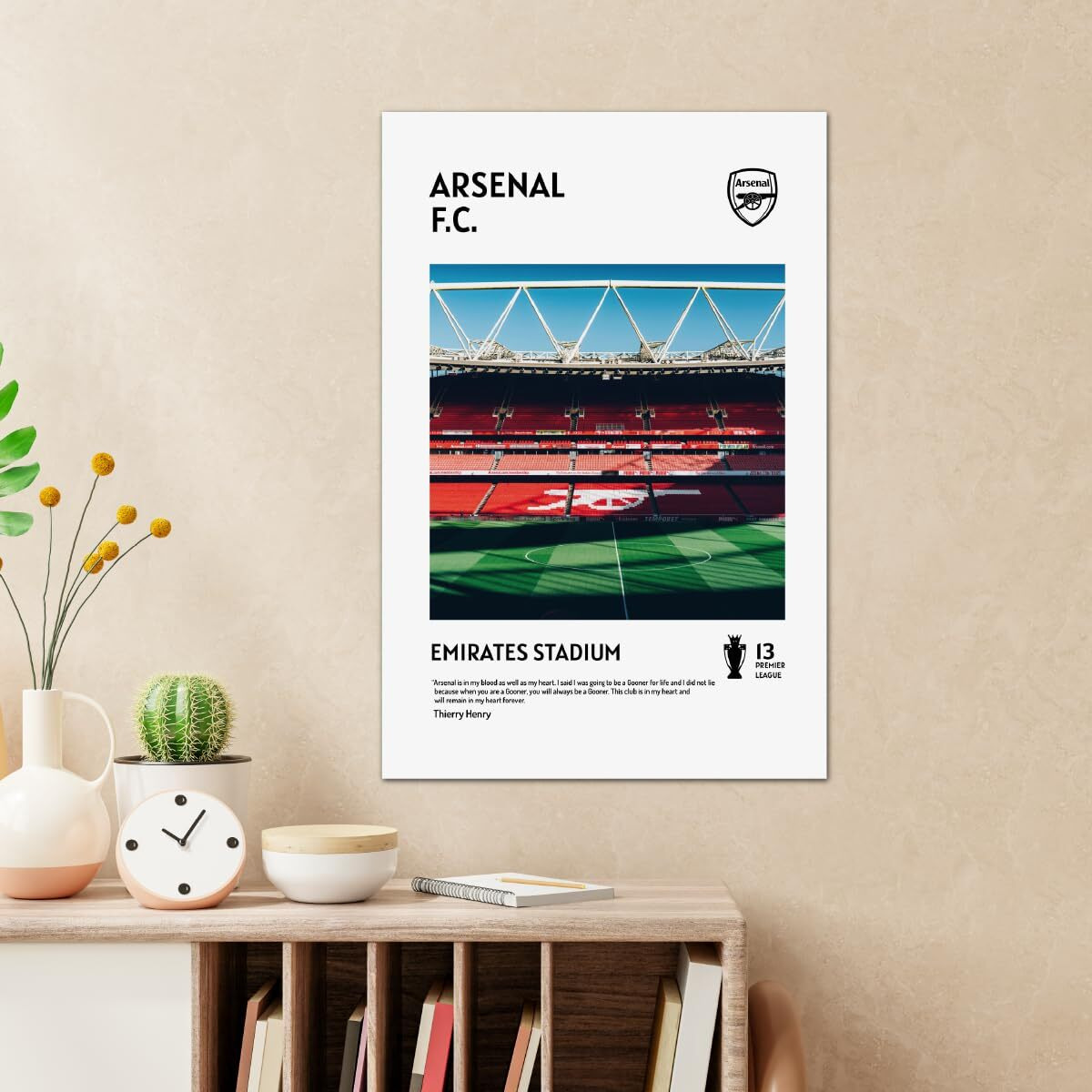 Tenorarts Arsenal Fc Poster White Club Ground Emirates Stadium Wall Poster With Thick 300 Gsm Matt Finish Paper (18Inches X 12Inches)