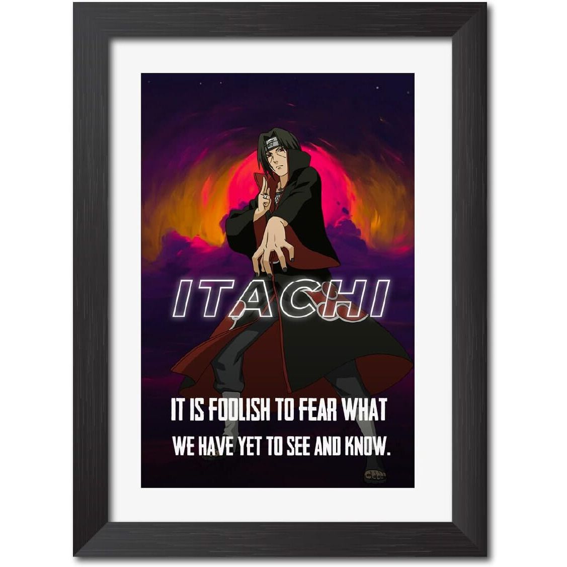 Tenorarts Itachi Poster Frame Naruto Anime Laminated Poster Paintings With Matt Finished Black Frame (12Sinches X 9 Inches)
