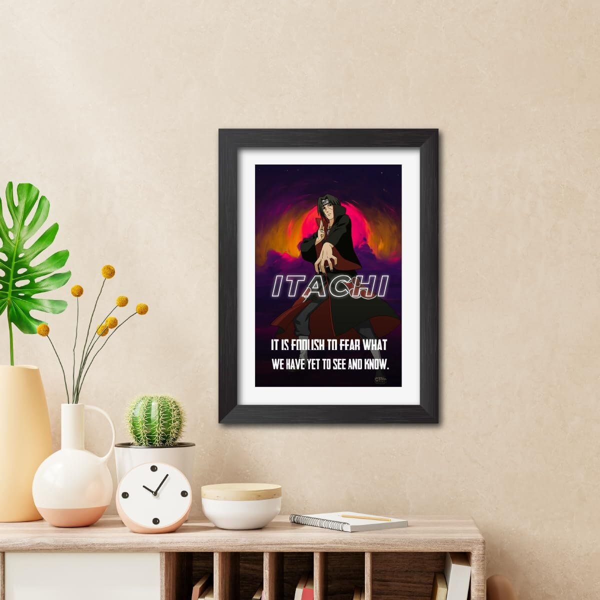 Tenorarts Itachi Poster Frame Naruto Anime Laminated Poster Paintings With Matt Finished Black Frame (12Sinches X 9 Inches)