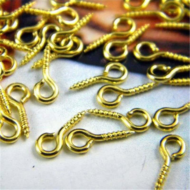 Diy Crafts Screw Eye Pins Hooks Eyelets Screw Threaded For Jewelry Making Findings Diy Crafts, Gold Color (Gold, 50)