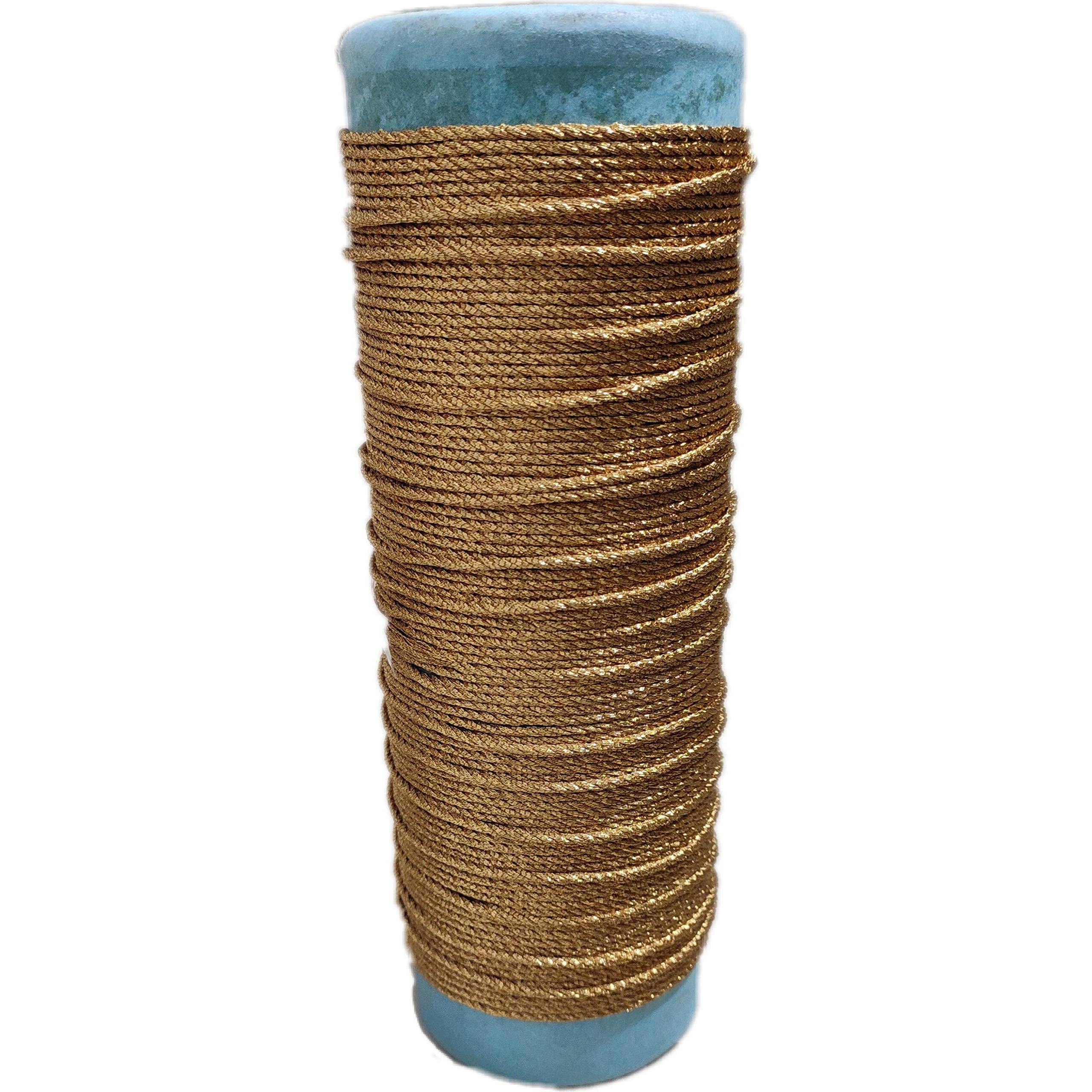 Loopze Twisted Cord  Twisted Cord For Girls 18 Meter Full Length Best Uses As Blouse, Lehnga, Saree And Other Craft Material (Gold)
