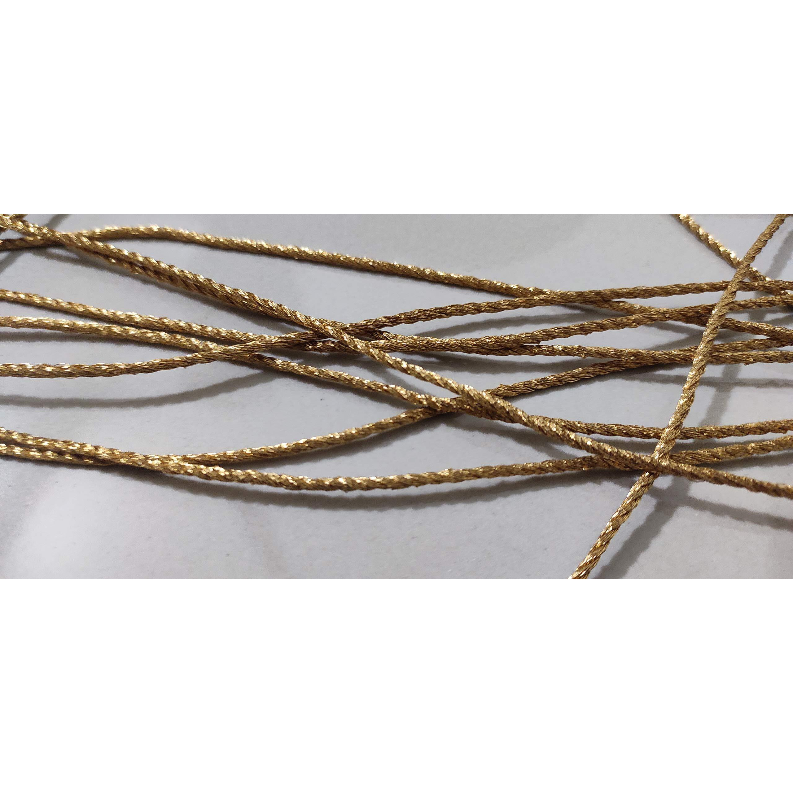 Loopze Twisted Cord  Twisted Cord For Girls 18 Meter Full Length Best Uses As Blouse, Lehnga, Saree And Other Craft Material (Gold)
