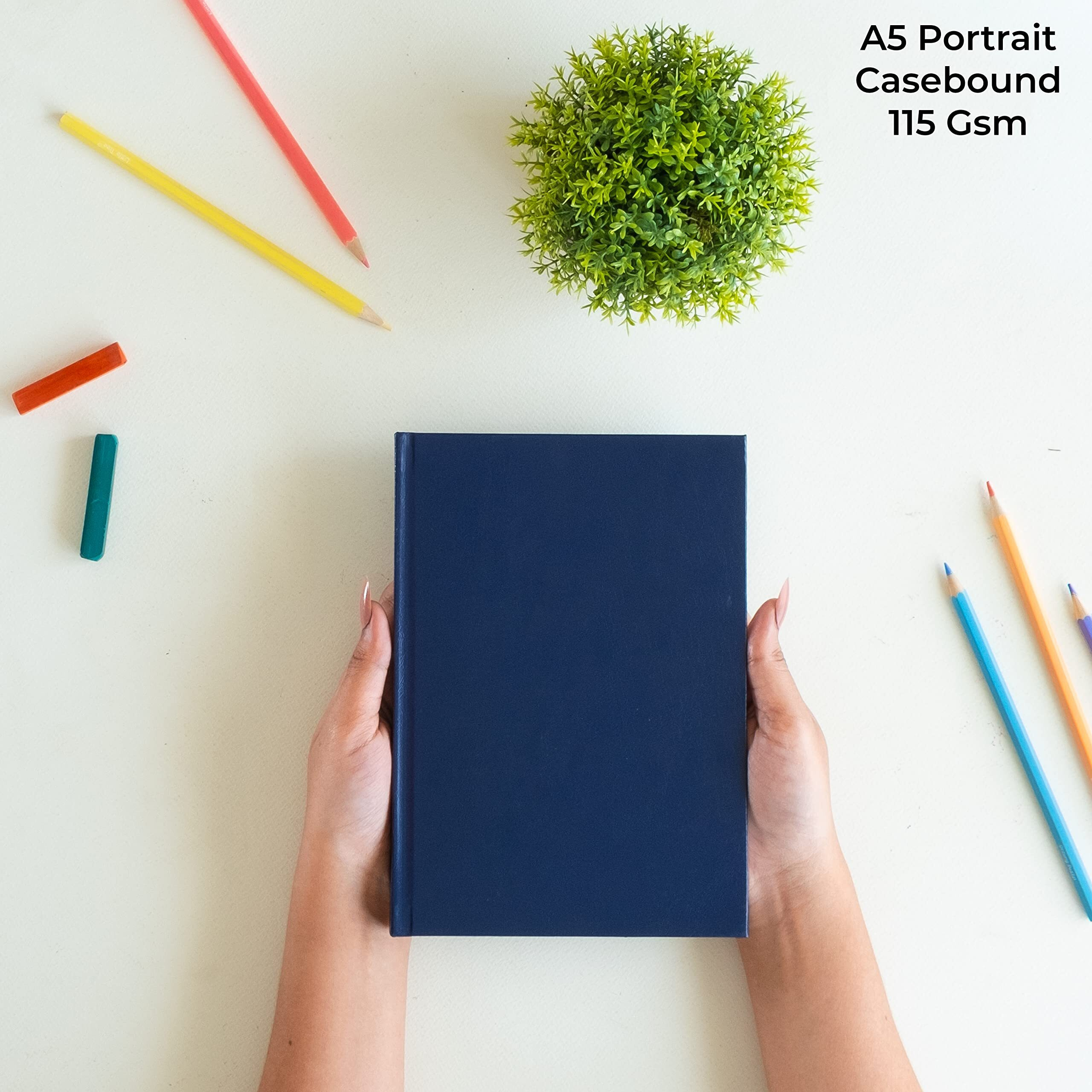 Menorah Paper A5 - Sketch Book For Artist - 115 Gsm (160 Pages / 80 Sheets) - Artist Drawing Book - (21.0Cm X 14.8Cm) - Hard Case Bound - Completely Handmade-Portrait- Black, Watercolor