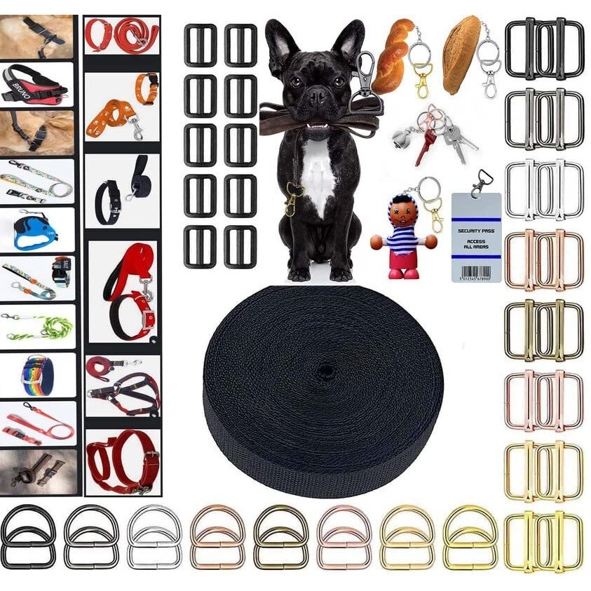 Diy Crafts 25 Sets, Antique Silver, Supply Side Slide Release Buckles Tri-Glide Slides, Nylon Webbing Straps, Plastick/Metal D Rings Snap Hooks For Luggage Belt (25 Sets, Antique Silver)