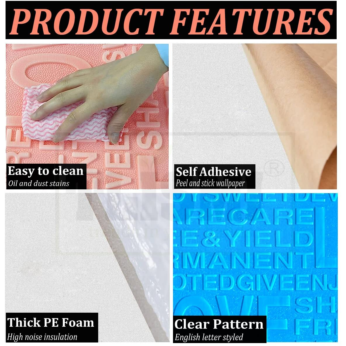 Tlismi Self Adhesive Pe Foam 3D English Letter Pattern Styled Trendy Waterproof Love Wall Sticker For Home Decoration, (70Cm X 60Cm, Approx. 4.52 Square Feet Each) Pack Of 1 (Pink)