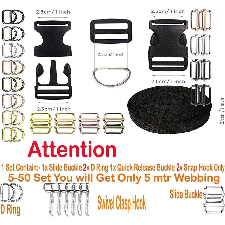 Diy Crafts 5 Pcs D Rings, Antique Silver, Only D Rings Only, Side Slide Release Buckle Tri-Glide Slide, Nylon Webbing Strap Plastic/Metal D Rings Snap Hook For Lug(5 Pcs D Rings, Antique Silver)
