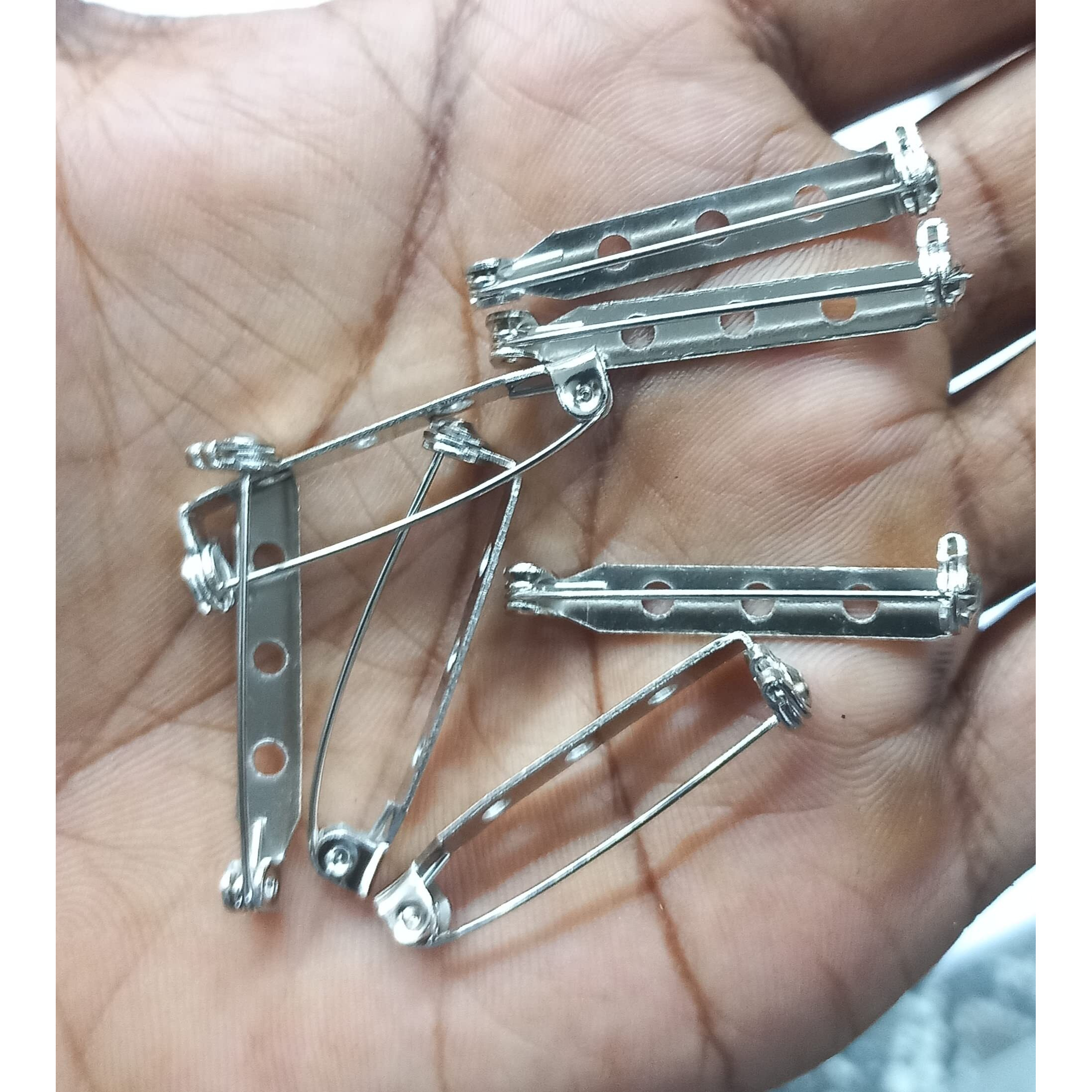 Omx, Brooch Base Back Bar, Badge Holder Finding Safe Metal Locking Pins Backs Safety Clasp Brooch Bar Jewelry Pins For Diy Jewelry Making Supplies Accessories (35Mm, 50 Pc Pack, Silver)