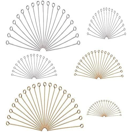 Diy Crafts 100 Grm, Nickel Silver, 304 Stainless Steel Head Pins Findings Open Eye Pin For Earring Pendant Bracelet Necklace Jewelry Diy Craft Making, Golden/Si (100 Grm, Nickel Silver)