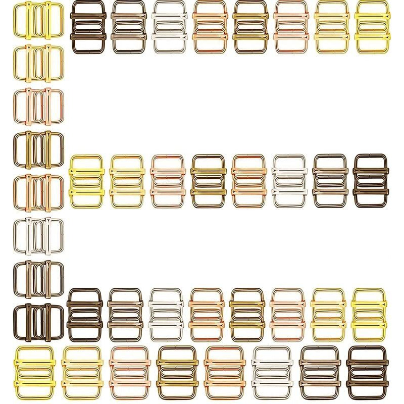 Diy Crafts 5 Pcs Slide Buckles, Silvery Lights, Lobster Claw Clasps Swivel Lanyards Trigger Snap Hooks Strap, D Rings Slide Buckle For Keychain, Bags (5 Pcs Slide Buckles, Silvery Lights)