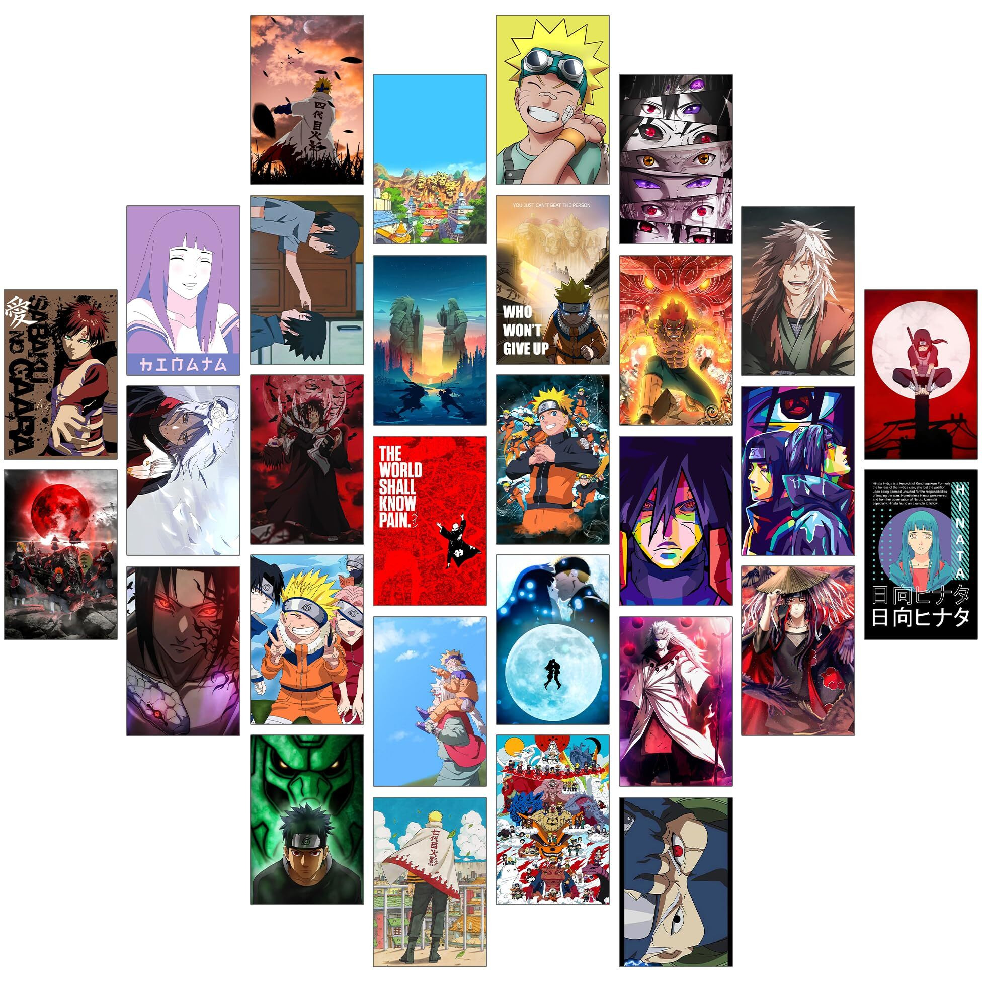 Thepaper9Store Naruto Wall Posters Anime Room Decor Self Adhesive Wall Poster Kit For Room Decoration Anime Decor (Pack Of 30)
