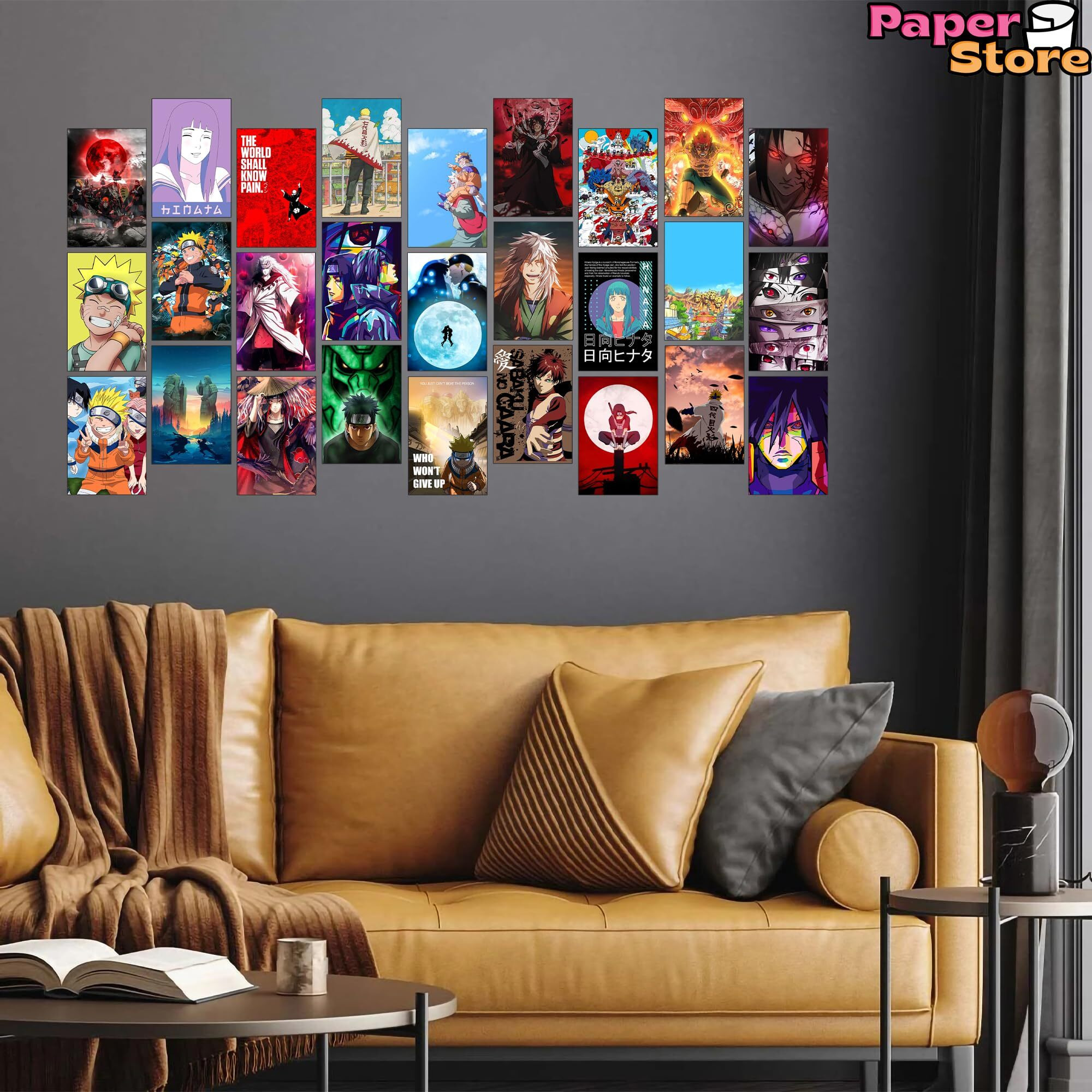 Thepaper9Store Naruto Wall Posters Anime Room Decor Self Adhesive Wall Poster Kit For Room Decoration Anime Decor (Pack Of 30)