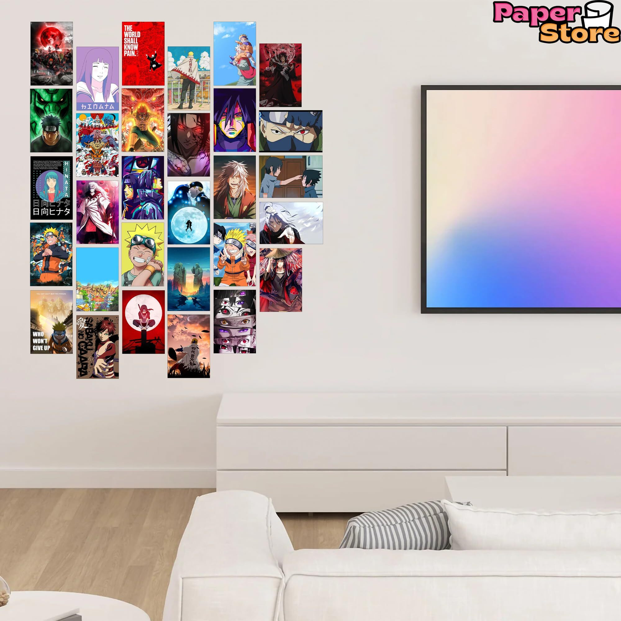 Thepaper9Store Naruto Wall Posters Anime Room Decor Self Adhesive Wall Poster Kit For Room Decoration Anime Decor (Pack Of 30)