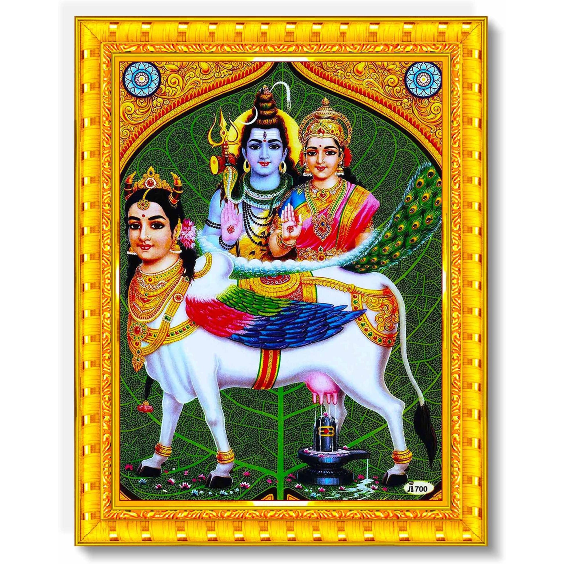 Pavan Photo Laminations Gomatha Gomata Komatha Kamdhenu Kamadhenu Wall Painting Framed Home Decor (Wood,Matte,Gold,Small Size,6 X 8 Inch) R859S