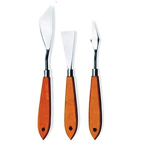Imprint Palette Knife For Painting, Metalic Spatula Palette Knife Oil Paint Metalic Knives Metalic Wooden Handle 3 Pieces Set