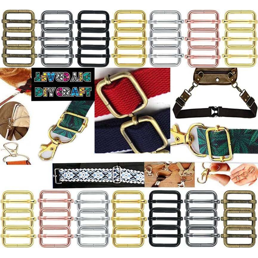 Diy Crafts 15 Pcs Slide Buckles, Antique Gold, Iron Lobster Claw Clasps Swivel Lanyardstrigger Snap Hooks Strap, D Rings Slide Buckle For Keychain, Ba(15 Pcs Slide Buckles, Antique Gold)