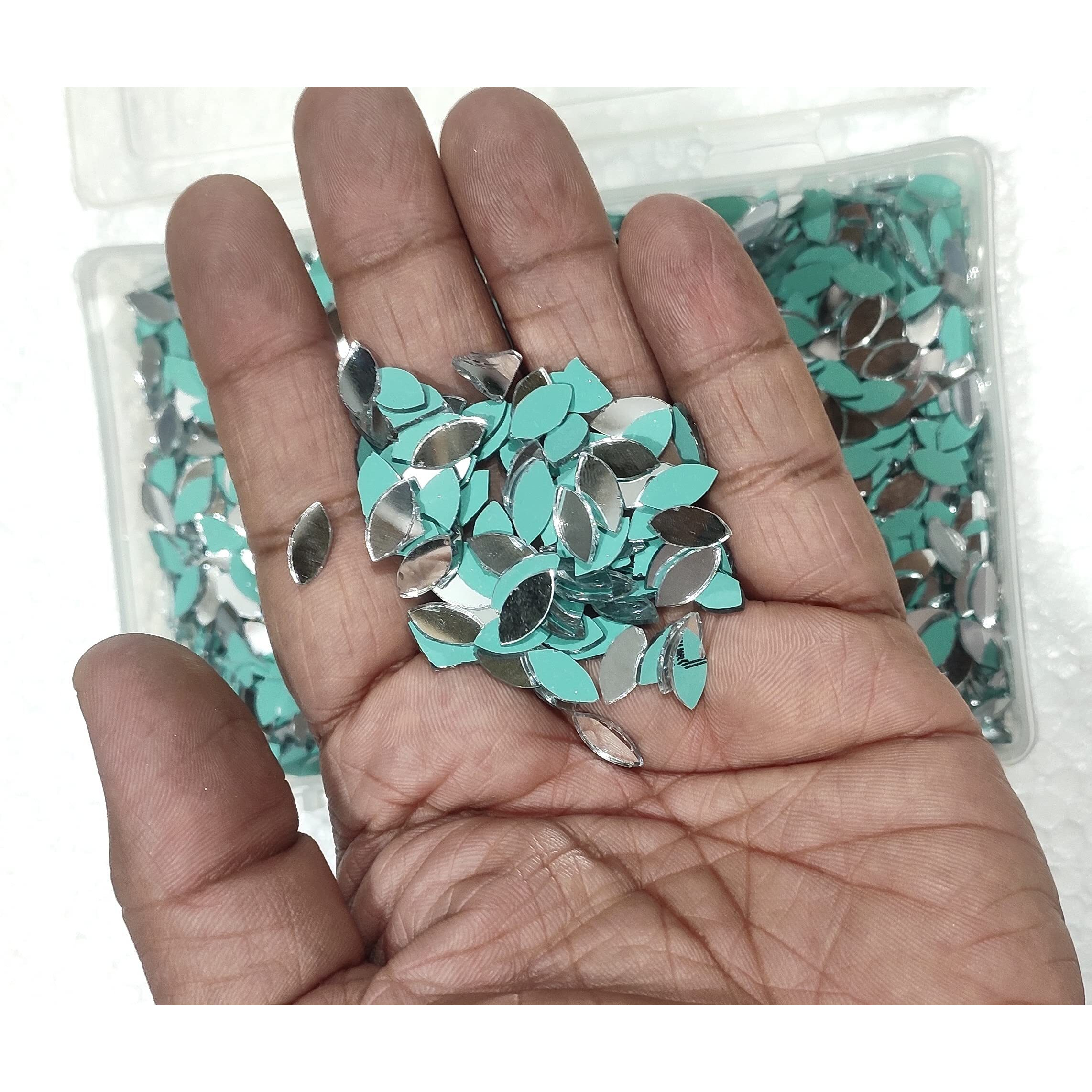 Omx 1500 Pcs, 6 Mm Leaf Shape Craft Mirror Beads (6Mm X 12 Mm) For Various Art Craft & Home Decor Projects, Wall Decals & Makes Personalized Gift. (250 Gram)
